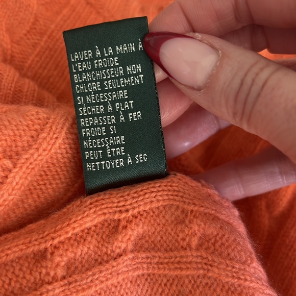 Lauren by Ralph Lauren Sz Small Orange Cashmere Cable Sweater - Picture 8 of 8